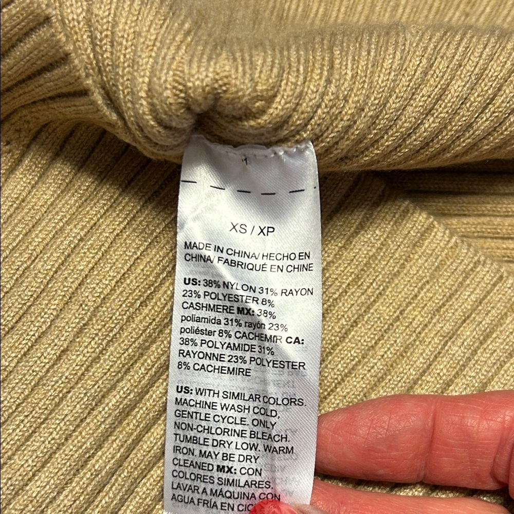 WHBM Camel/Tan Ribbed Pointelle Turtleneck Tunic Sweater - Picture 11 of 12